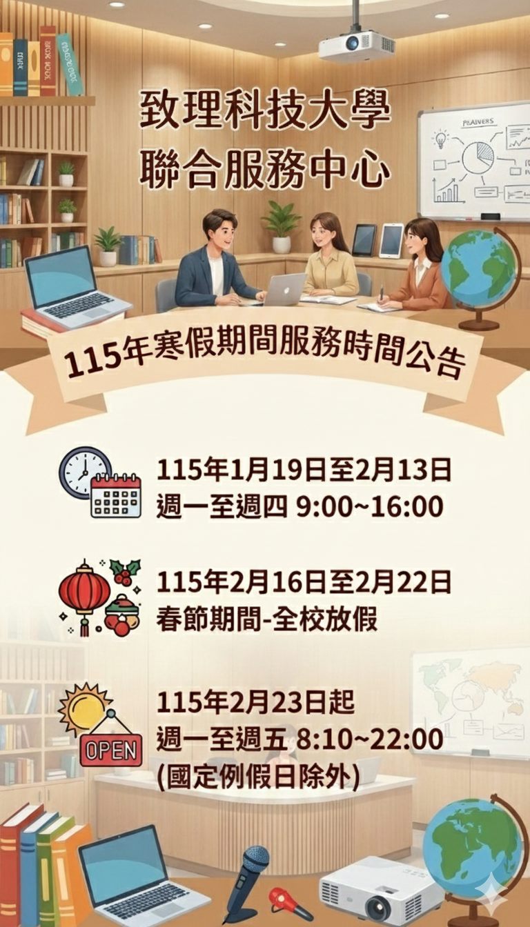 聯合服務中心115年寒假期間服務時間